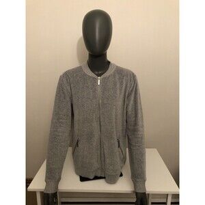 Michael Kors Dazzling Silver/Gray Women's Full Zip MED Soft Plush Activewear